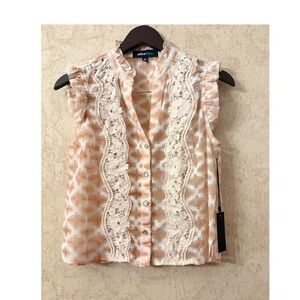 Alice Blue Women's Peach and Cream Lace Blouse